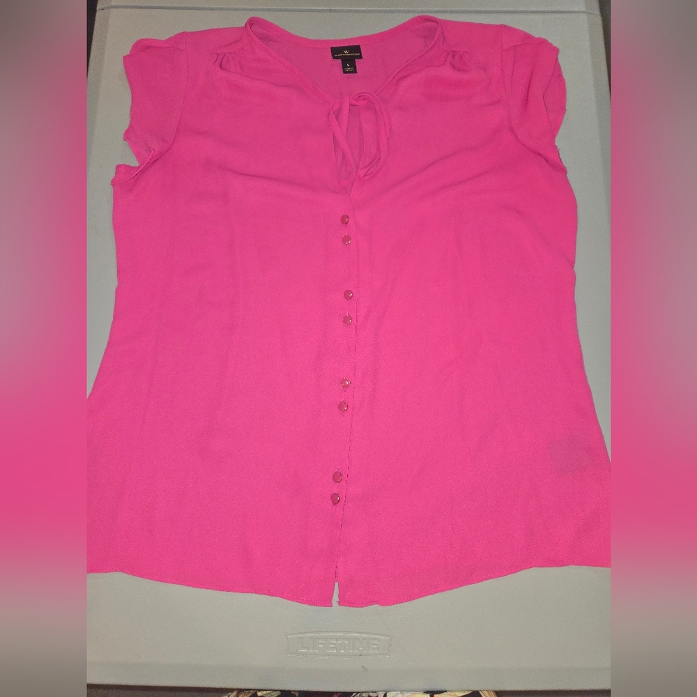 Worthington Fuchsia Blouse with Tie Detail 3c17